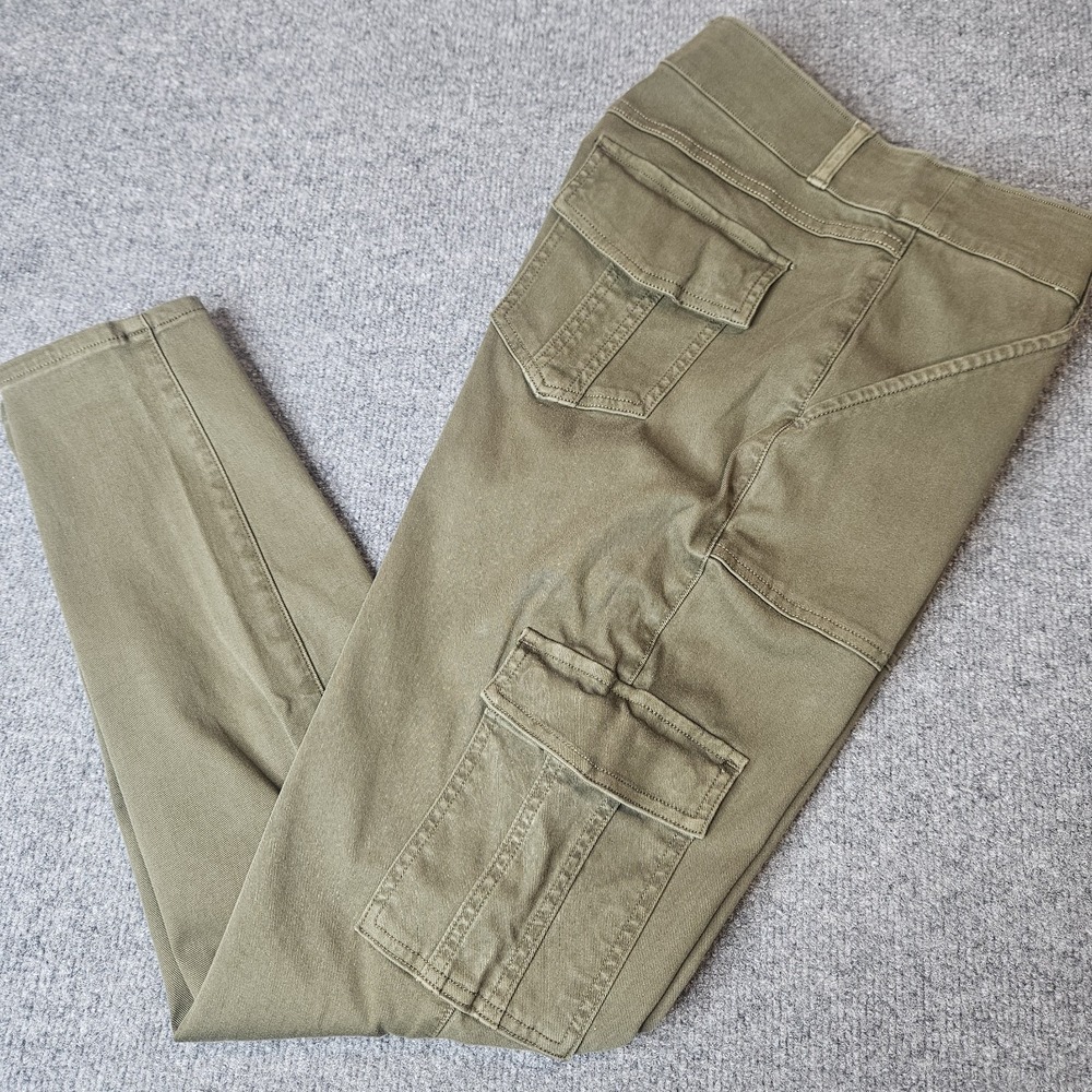 Spanx Stretch Twill Ankle Cargo Pants Size XL Olive Green Skinny Leg